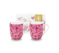 Pip Studio Jolie Flowers Lot de 2 gobelets Rose Petit format 145 ml