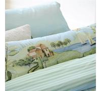 Pip Studio La Campagna Coussin décoratif, vert, arbres fruitiers, cyprès, lac, maison, méditerranéen, naturel, à rayures, dimensions : 30 x 90 cm