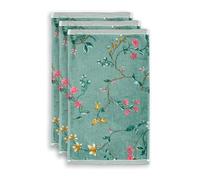 PiP Studio Les Fleurs Lot de 3 Serviettes d'invité Vert 30 x 50 x 3 cm