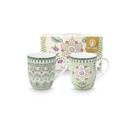 Pip Studio Lily&Lotus Lot de 2 gobelets Vert clair 145 ml