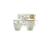 PIP STUDIO Lot de 2 grands mugs à anse LILY & LOTUS 350 ml Vert clair vert clair