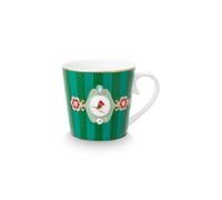 Pip Studio Love Birds Medallion Tasse à anse, à rayures, vert, 250 ml