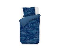 PIP STUDIO Parure de lit en percale SUNDARA WOODI 70x90cm/140x200cm Bleu foncé bleu marine