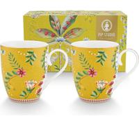Pip Studio Porcelaine La Majorelle Yellow Set de 2 grandes tasses jaunes 350 ml