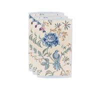 Pip Studio Lot de 3 serviettes d'invité Secret Garden - Blanc/bleu - Dimensions : 30 x 50 cm