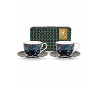 PIP STUDIO Tasse à cappuccino avec soucoupe, lot de 2 BERRY BLUES 280ml Blue bleu marine