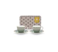 PIP STUDIO Tasse à expresso avec soucoupe, lot de 2, 120 ml BLOOMING TALES Blue bleu clair