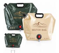 PIPABD 2 Pièces Bidon Eau Pliable 8L, Jerrican Eau Avec robinet,Poche a d'eauPortable, Sac d'eau Pliable, Flexible, Réutilisable, pour la Randonnée, Le Camping, Barbecue (Kaki + Vert Foncé)