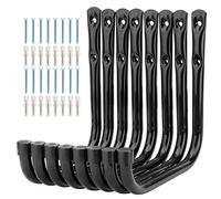 pipabiba Lot de 8 crochets de rangement robustes pour échelle de garage - 17 cm - Fixation murale - Pour vélo, échelle, chaises pliantes et articles encombrants (17 cm x 17 cm) Noir