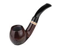Pipe À Fumer En Bois D'ébène Naturel Pipe À Tabac Classique À Tige Courbée Fumoir À Filtre de 9MM Paroi Épaisse Amovible Cadeau Pour Grand-père, Mari, Ami, Collectionneur, Débutant(Burst)