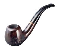Pipe À Fumer En Bois D'ébène Naturel Pipe À Tabac Classique À Tige Courbée Fumoir À Filtre de 9MM Paroi Épaisse Amovible Cadeau Pour Grand-père, Mari, Ami, Collectionneur, Débutant(Multi-colored)