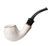 Pipe À Fumer en Céramique Pipe À Tabac Personnalisée Type de Tige Courbée Portable avec Élément Filtrant Intégré Cadeau pour Grand-père, Mari, Ami, Débutant(White)