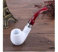 Pipe à fumer en écume de mer - 14 cm - Résine - Bec Bunsen blanc - Pipe rouge - Sac inclus