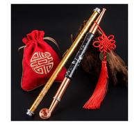 Pipe à Tabac 2 en 1 à Long Manche, Style rétro Classique en Laiton pour Grand-père, Mari, ami, collectionneur ou débutant. avec Pendentif et Pochette en Tissu(45CM)