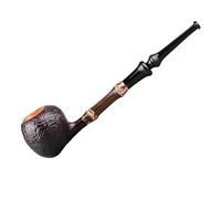 Pipe À Tabac en Bois De Bruyère Au Design Bambou- Conçue en 1999,Élégante Pipe À Fumer Sculptée À La Main Convient pour Un Filtre De 3 Mm Cadeau pour Grand-père, Mari, Ami(Black)