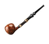 Pipe À Tabac en Bois De Bruyère Au Design Bambou- Conçue en 1999,Élégante Pipe À Fumer Sculptée À La Main Convient pour Un Filtre De 3 Mm Cadeau pour Grand-père, Mari, Ami(Yellow)