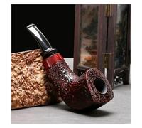 Pipe À Tabac en Bois De Bruyère - des Années D'histoire, Pipe À Fumer À Manche Court Fabriquée À La Main Convient Aux Filtres De 3 Mm pour Les Collectionneurs(Red)