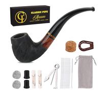 Pipe à tabac en bois de bruyère faite à la main avec grattoir 3 en 1, support, cure-pipes, pour débutants avec coffret cadeau et accessoires