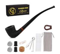 Pipe à tabac en bois de bruyère longue faite à la main avec racloir, support de support, cure-pipes, cigarettes et cigares pour débutants avec coffret cadeau et accessoires