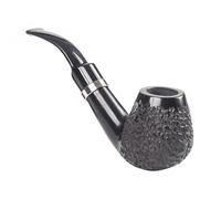 Pipe À Tabac En Bois D'ébène Sculptée À La Main Pipe À Fumer Avec Filtres de 9MM Cadeau Pour Père, Mari, Ami Et Collectionneur + Sac En Tissu(Beige)