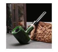 Pipe À Tabac en Bruyère À L'ancienne - des Années D'histoire, Pipe À Fumer Artisanale- Convient pour Un Filtre De 3mm Poignée Droite pour Collectionneur Familial(Green)