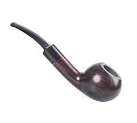 Pipe À Tabac en Ébène Fabriquée À La Main Pipe À Fumer Ronde Classique Convient pour Un Filtre De 9 Mm Cadeau pour Grand-père, Mari, Ami, Collectionneur Ou Débutant