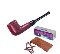 Pipe À Tabac en Palissandre Sculptée À La Main avec Étui en Tissu Et Support， Pipe À Fumer Classique- Convient pour Un Filtre De 9mm- pour Grand-père, Mari, Ami Ou Débutant