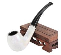 Pipe À Tabac En Résine Délicate Blanche, Pipes À Fumer Sculptées À La Main Type De Tige Courbée Potable - Filtre 9MM - Cadeau Pour Débutant