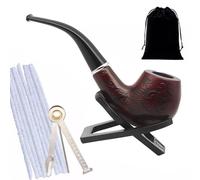 Pipe à tabac - Pipe à tabac - Pipe à tabac en bois - Pipe à tabac vintage exquise et pochette en velours noir - Cadeau pour fumeurs de pipe