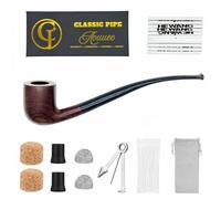 Pipe à tabac style Gandalf en ébène, filtre de 3 mm, embout extra long (168 mm), parfait pour les heures de lecture