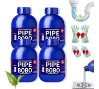 Pipe Bobo Déboucheur, Pipe Bobo Drain Cleaner, Puissant Nettoyant for évier Et Canalisations, Nettoyant Professionnel pour L'extérieur, Cuisine, Douches, Salles de Bains et Toilettes (4pc)