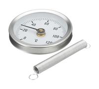 Pipe Clamp Thermometer-63mm Monitor, Adjustable Stainless Steel, Bimetallic Boiler Gauge, Industrial Steam & Hot Oil Sensor, Mechanical Temperature Tool | For Indoor