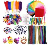 Pipe Cleaners Crafts Set, Tuyaux Chenille et Pompoms Loisirs creatifs avec Googly Eyes et Bâtonnets Bois, Couleurs Feutre de Tissu