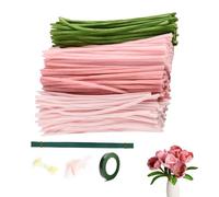 Pipe Cleaners Fil Chenille Nettoyeur De Pipes Pour Bricoler, Cure-pipes En Forme De Fleurs, Avec Crêpe Fleuriste, 30 Cm De Long, Vert, Blanc, Rose, Kit De Bricolage Pour Décoration DIY