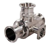 Pipe connector DN38-51 Sanitary-grade Pneumatic Fast-loading Three-way Ball Valve 304 Stainless Steel T Type Ball Valve (Specification : 51MM 64MM)