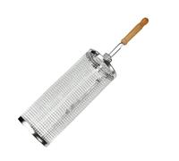 Pipe De Réseau De Grill - Cage De Grill En Acier Inoxydable | Grill Roulable | Panier De Grill Roulant De Nidification | Poignées En Bois Pour Le Pique-nique De Camping | Accessoires Grillés Accessoir