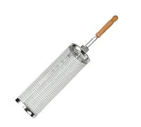 Pipe De Réseau De Grill - Cage De Grill En Acier Inoxydable | Grill Roulable | Panier De Grill Roulant De Nidification | Poignées En Bois Pour Le Pique-nique De Camping | Accessoires Grillés Accessoir