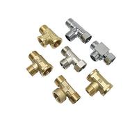 Pipe Fittings Brass 1/2 Inch Threaded Plumbing Tee Joint T-Shaped 3-Way Water Divider Pipe Fitting 10 Pcs (Color : A) Brass Hose