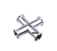 Pipe OD 51mm Stainless Steel SS 304 4 Way Cross Fitting Tri Clamp Feerule OD 64mm YZWRWRMKTB