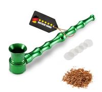 Pipe pourpre + 5 tamis en acier inoxydable | Tête dévissable pour un nettoyage facile | Pipe en métal de 13 cm | Pipe à fumer en verre (vert)