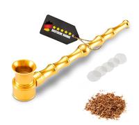Pipe pourpre + 5 tamis en acier inoxydable | Tête dévissable pour un nettoyage facile | Pipe en métal de 13 cm | Pipe à fumer en verre (doré)