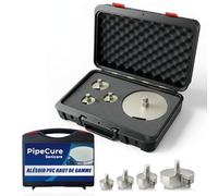PipeCure Sanicare - Alésoir Ébavureur PVC Professionnel 4 Diamètres (32/40/50/100 mm) - Compatible Visseuse - Lame Carbure Remplaçable - Garantie 5 Ans - Mallette Premium