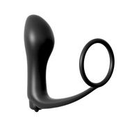 PIPEDREAM - Ass-Gasm Cockring avec Plug Vibrant - Noir