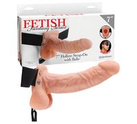 Gode ceinture creux de 178cm avec testicules - Couleur: Nude, Rayon: Couple, Longueur: 180 mm, Largeur: 40 mm