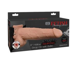 Pipedream Fetish Strap-On 9 - harnais-ceinture avec gode creux éjaculateur (couleur chair)
