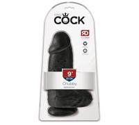 King Cock 9 Chubby - ventouse, dildo à testicules (23 cm) - noir