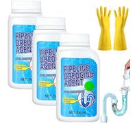 Pipeline Dredging Agent Powder, Powerful Pipe Dredging Agent, Pipe Dredge Drain Cleaner, Drain Clog Remover for Kitchen And Toilet Pipelines.. (3 bottle)