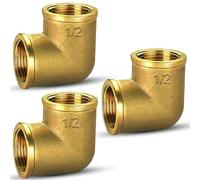 PipeSan - Coude 90° en laiton 1/2" Femelle (DN15) - Lot de 3 raccords coudés BSP G1/2 (ISO 228-1) | Raccord plomberie 90° pour eau potable, gaz, air, chauffage