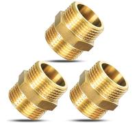PipeSan - Lot de 3 doubles 1" BSP en laiton | Filetage extérieur hexagonal | Anticorrosion | Raccord fileté pour sanitaire, gaz, huile et eau potable