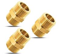 PipeSan - Mamelon double 3/8" BSP en laiton | Lot de 3 | Filetage extérieur | Forme hexagonale | Eau, gaz, huile | Montage rapide